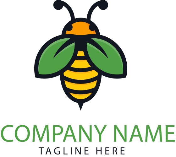 Green bee logo design vector image