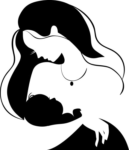 Mother silhouette with baby vector image