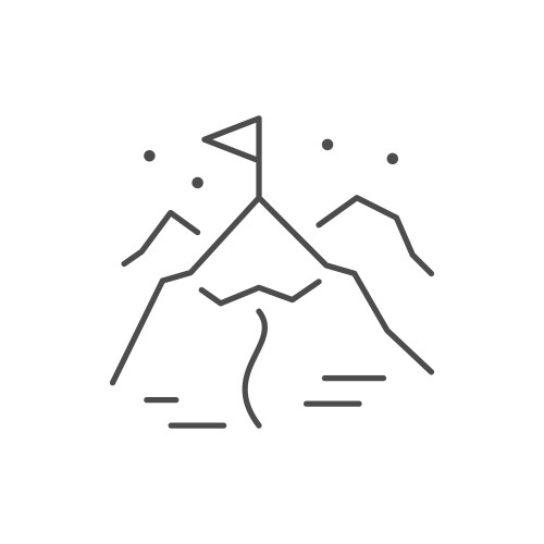 Mountain peak line outline icon vector image