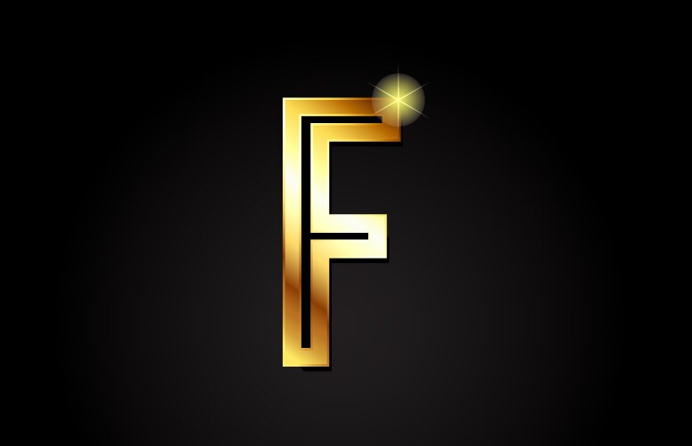 Gold alphabet letter f logo icon design vector image