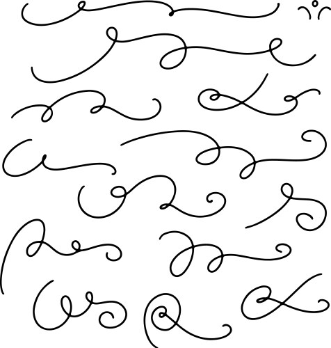 Hand drawn doodle flourishes swirls text dividers vector image