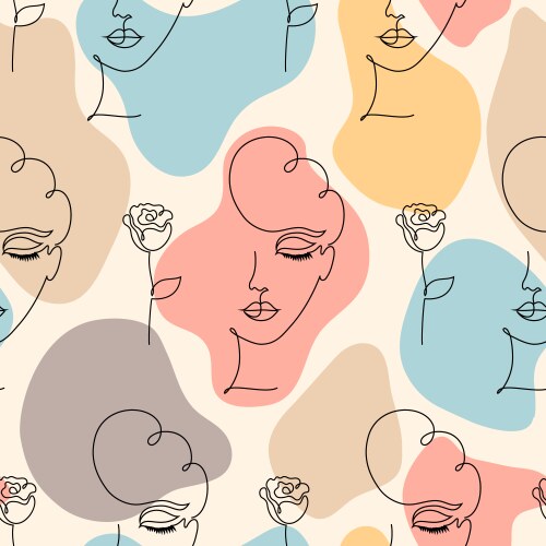 Pattern with woman face vector image