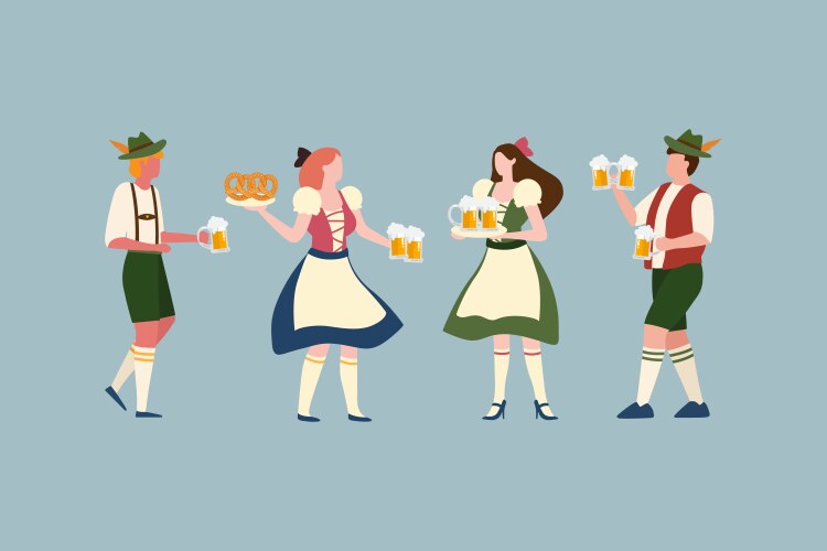 group of people drink beer oktoberfest party vector image