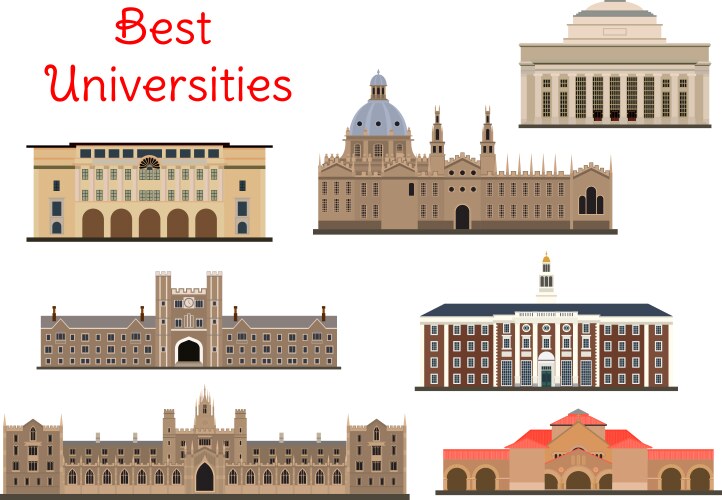 buildings of popular national universities icons vector image