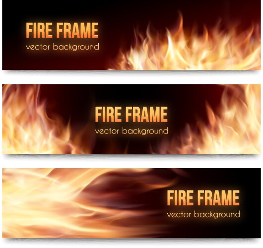 Banners set with realistic fire flames vector image