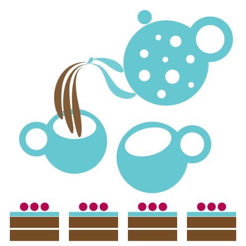 Tea party with chocolate cakes vector image