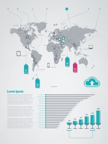 Infographics elements world map vector image