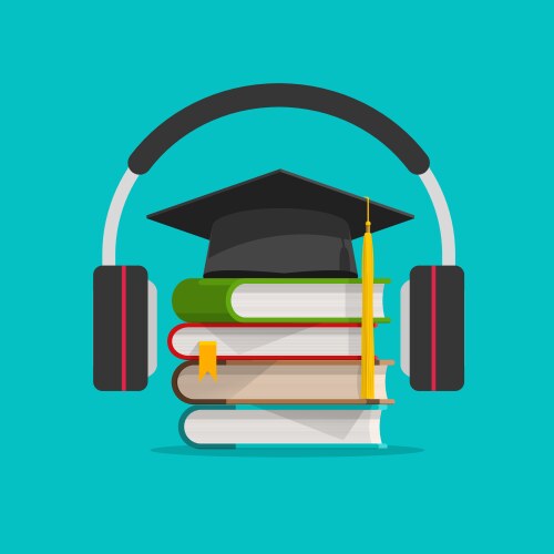 electronic audio learning or studying online vector image