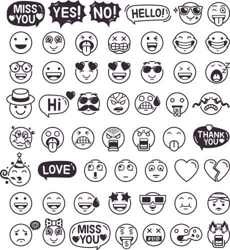 Emoji emoticons symbols icons set vector image