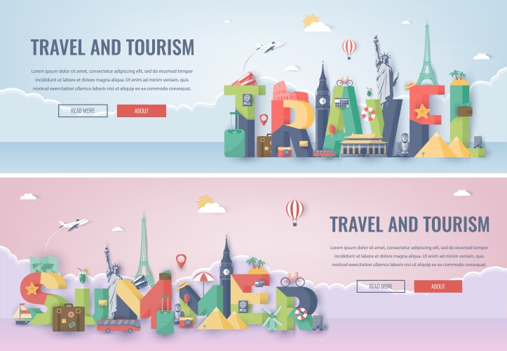 Travel composition with famous world landmarks vector image