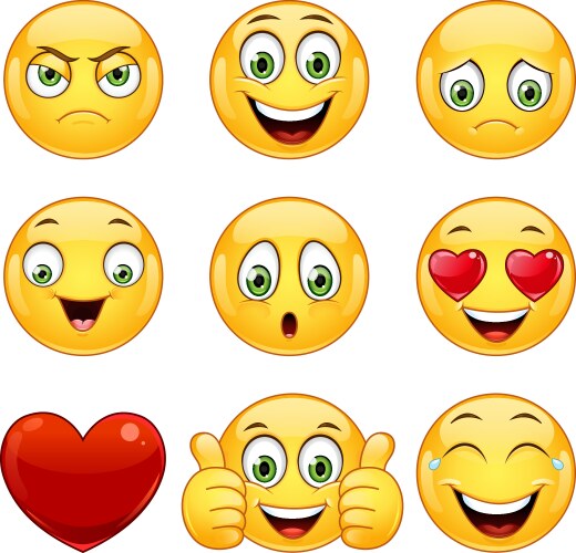 emoticons set vector image