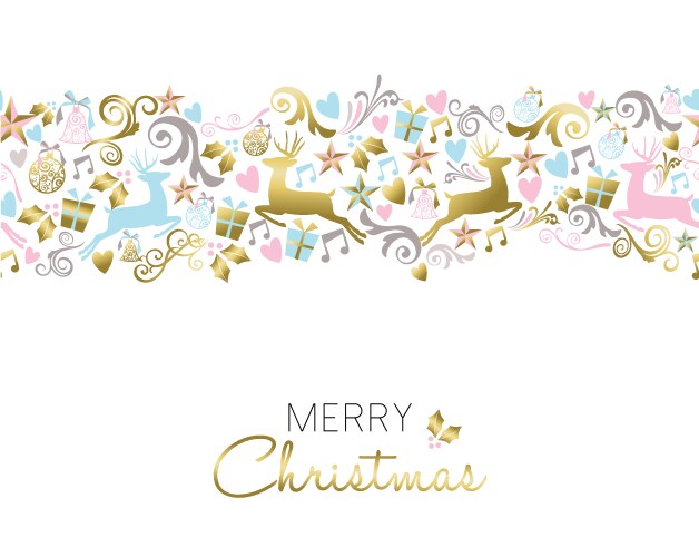 Christmas decoration and ornament pattern in gold vector image