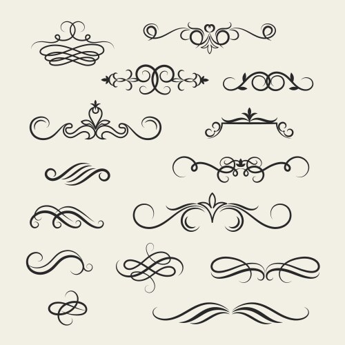 flourish scroll design elements victorian vector image