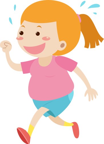 Fat girl running alone vector image