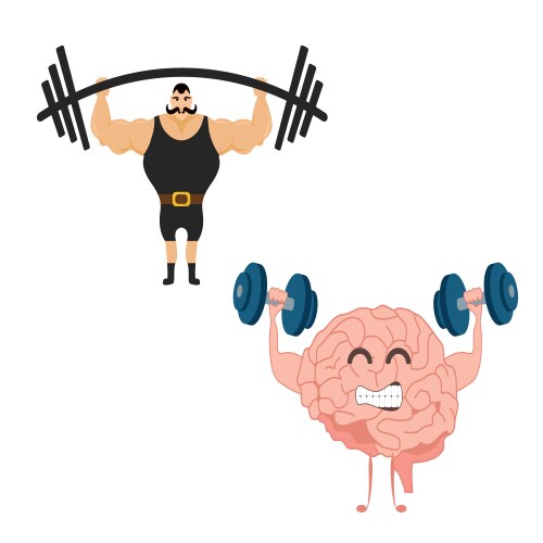 Strong man icon brain training vector image