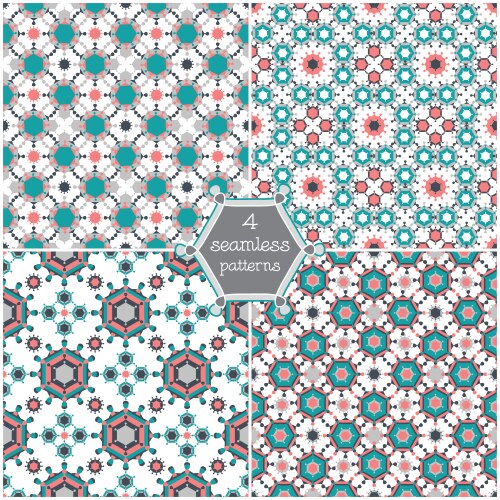 4 different seamless patterns tiling vector image