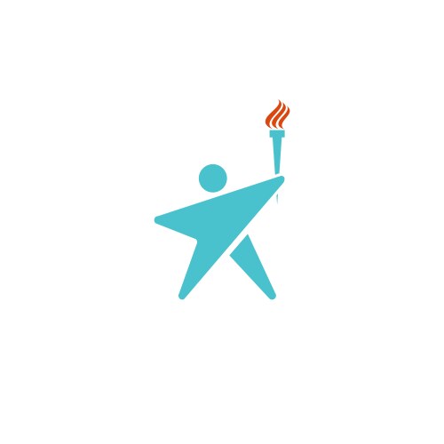 Leader human logo torch fire man silhouette shaped vector image