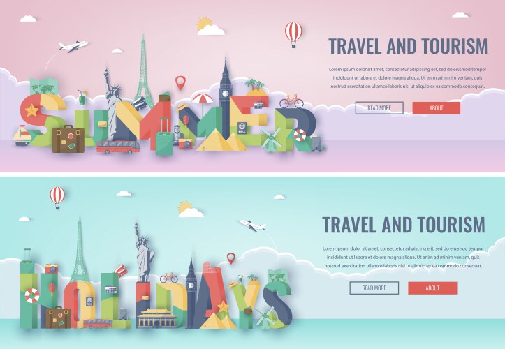 Travel composition with famous world landmarks vector image