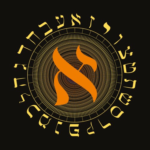 Hebrew alphabet in circular design vector image