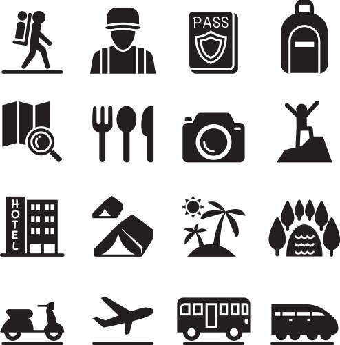 Travel icon set vector image