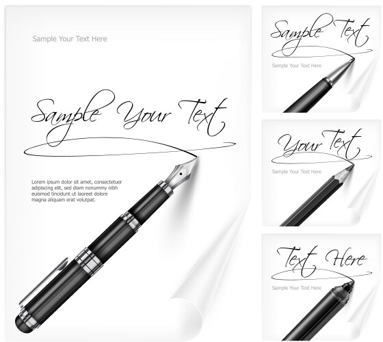 Writing tools and paper sheet vector image