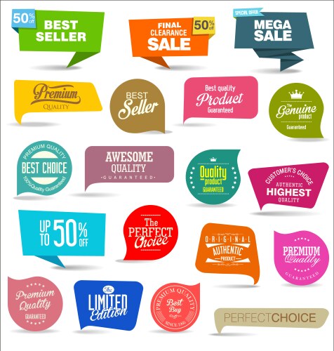 Sale colorful badges and stickers design 06 vector image