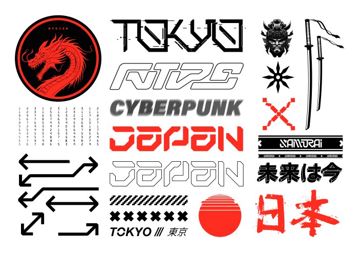 futuristic and traditional japan streetwear vector image