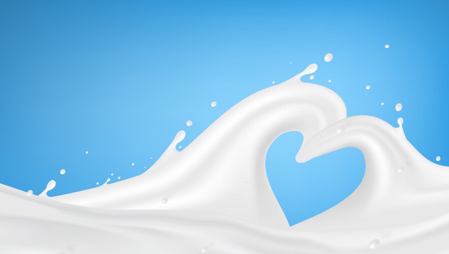 Abstract milk waves with heart shape splash vector image