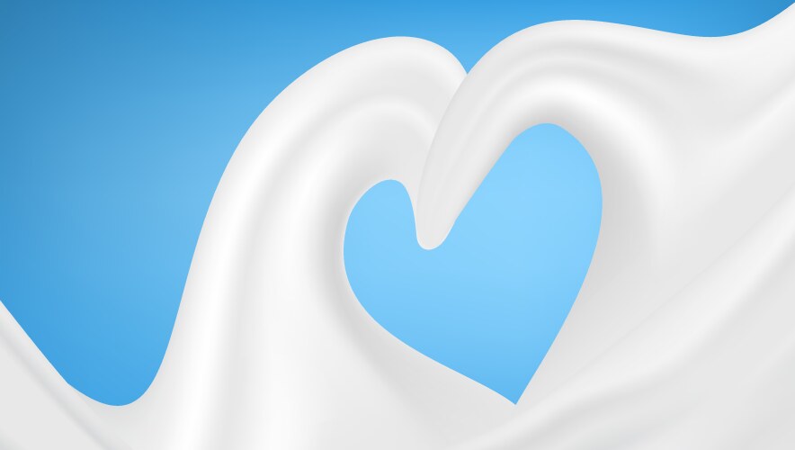 Abstract milk waves with heart shape splash vector image