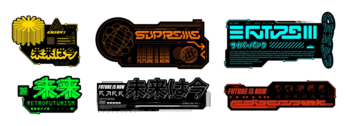 Futuristic lettering art with 3d japanese vector image