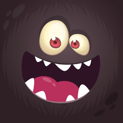 Cool cartoon black monster face vector image