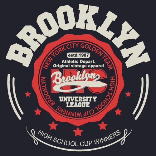 brooklyn t-shirt graphics new york athletic vector image