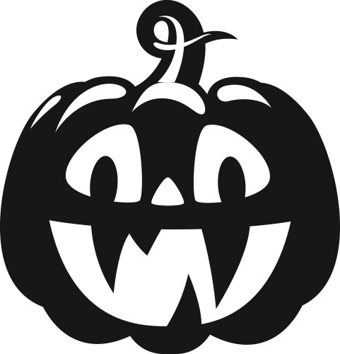 Black scary pumpkin icon funny halloween symbol vector image