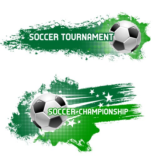 Soccer tournament of flying football ball vector image