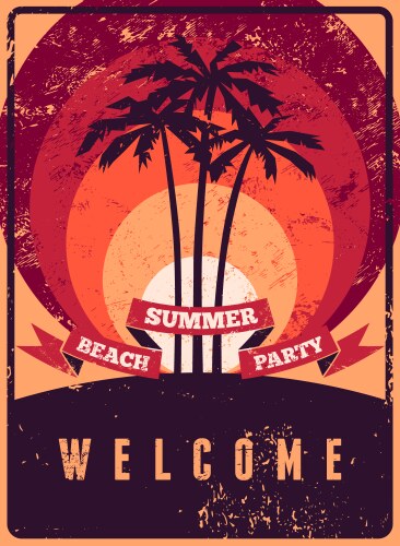 typographic summer party grunge retro poster vector image