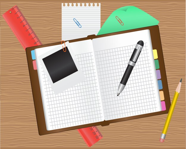 Diary and office supplies vector image