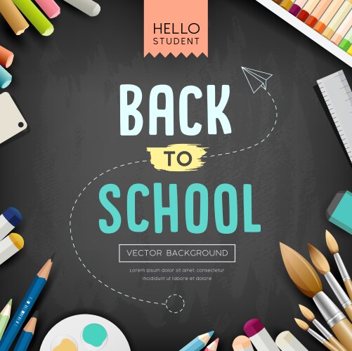 Back to school concept design on black vector image