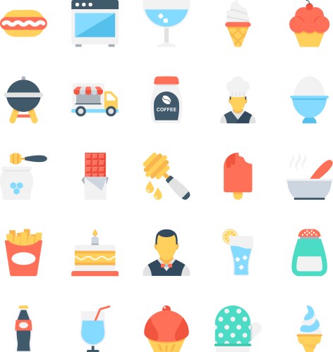 Food colored icons 3 vector image