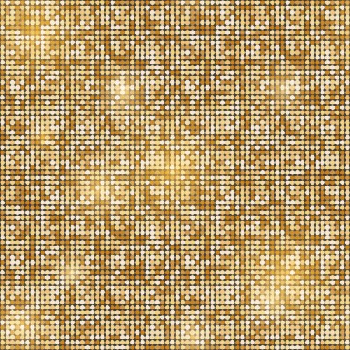 Gold glittering round mosaic seamless background vector image