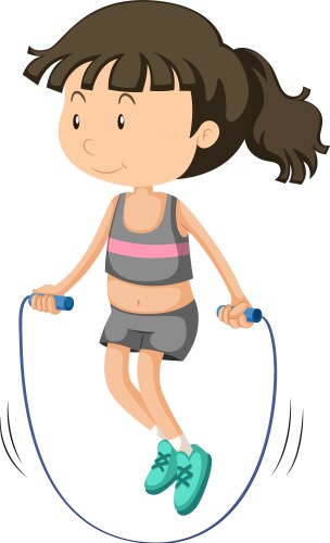 Girl jumping rope alone vector image