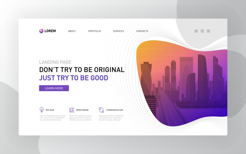 Landing page template for business vector image