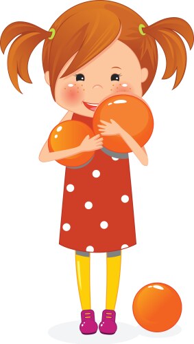 Little girl with orange ball vector image