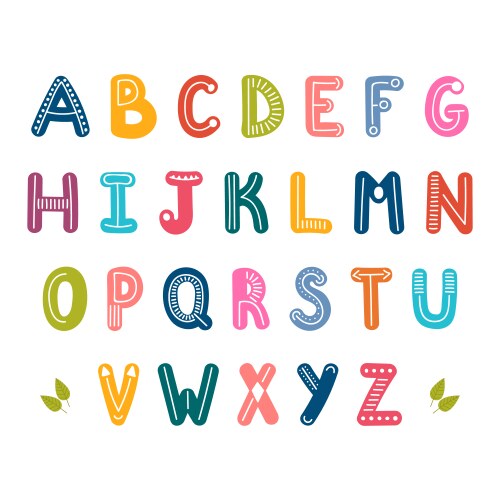 Hand drawn english alphabet cute letters vector image