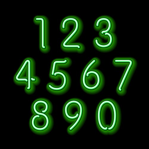 Numerical figures in sparkling neon colors vector image