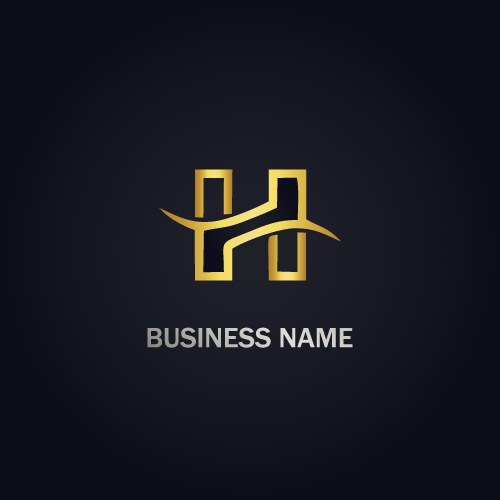 H initial company gold logo vector image