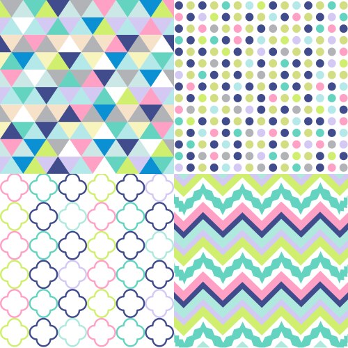 Abstract geometric seamless pattern set vector image