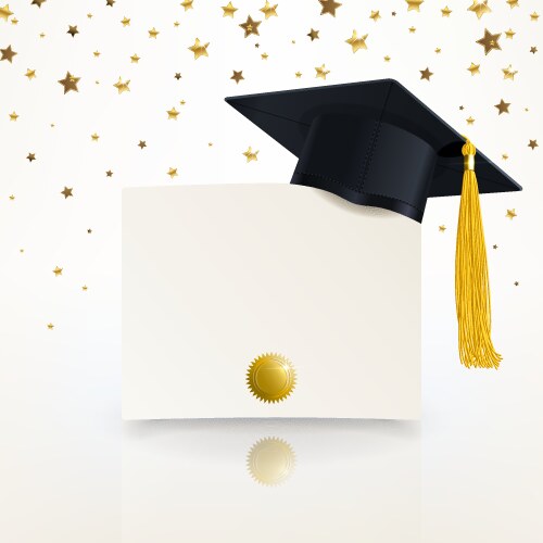 Graduate cap and diploma of graduation vector image