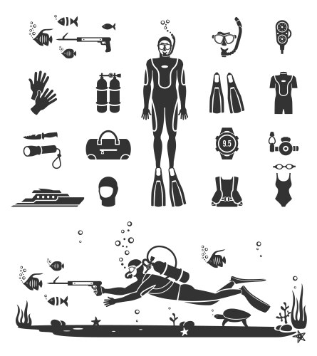 Scuba diving equipment vector image