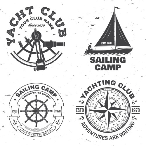 Set summer sailing camp badge concept vector image