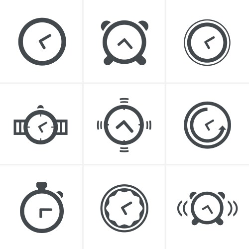 Time clock icons set design vector image